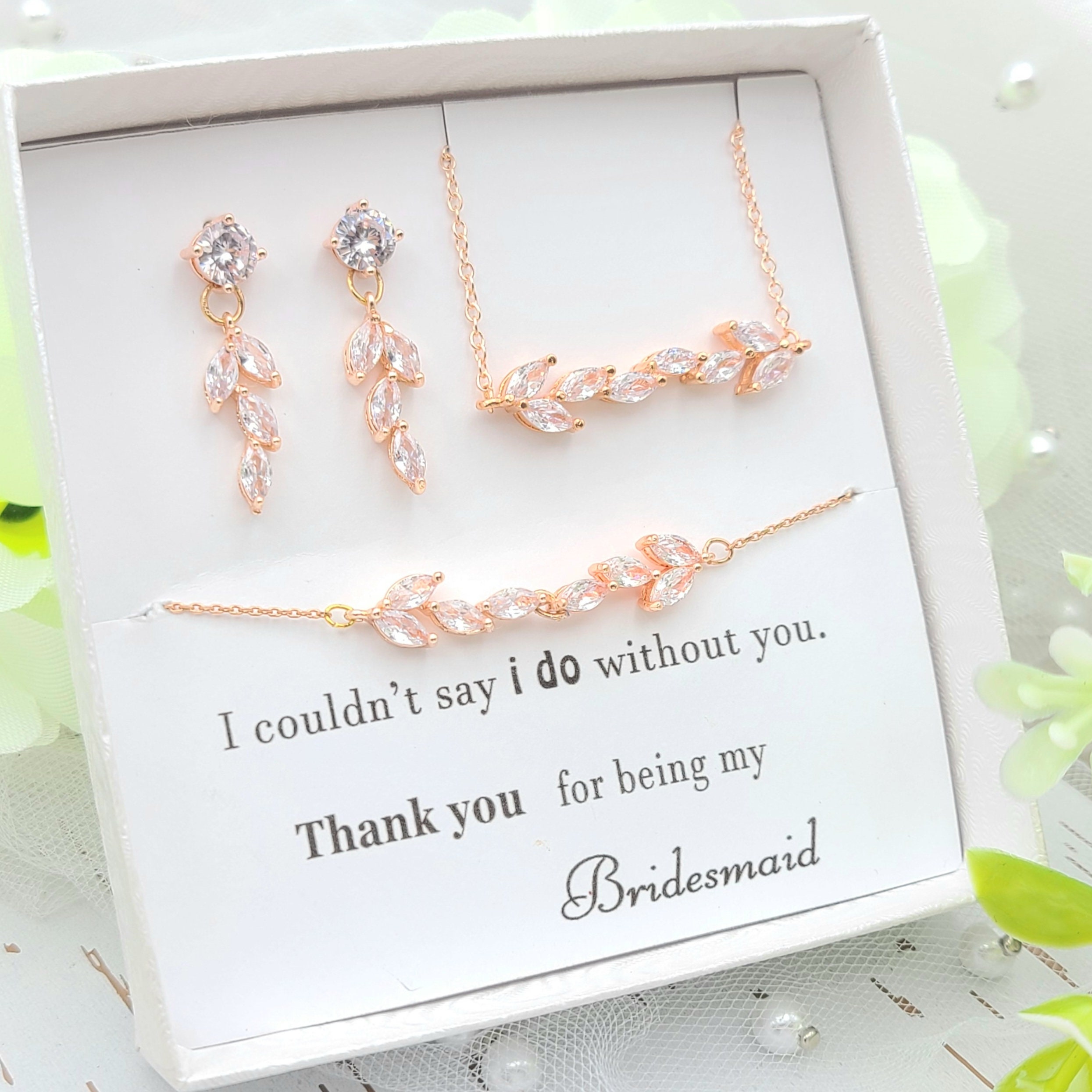 Personalized Bridesmaid Gifts,Gold Bridesmaid Earrings,Jewelry Set,Rose Gold  Bracelet Necklace Bridal Wedding Party Gifts in Box - AliExpress