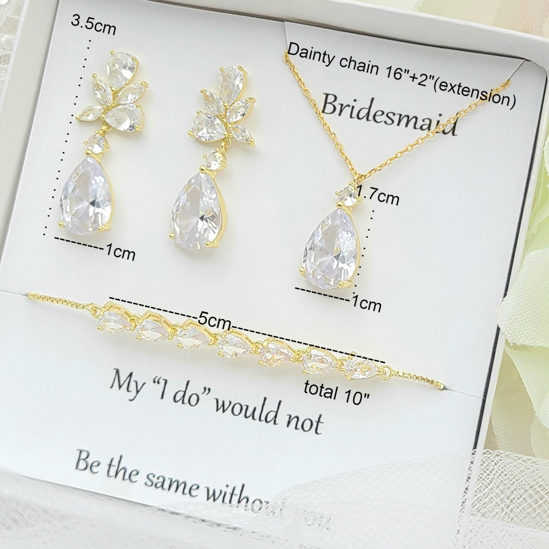 Juego De Joyas De Boda EVER FAITH - Collar, Pulsera Y Pendientes Con Circonitas, Diseño Hoja, Para Novia O Dama De Honor