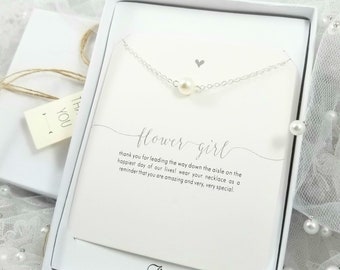 Flower Girl Necklace. Flower Girl Gift. Flower Girl Pearl necklace.