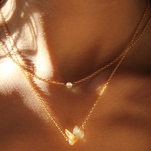 Dainty Golden Rutilated Quartz Necklace/Choker on 14kt Gold Filled Chain