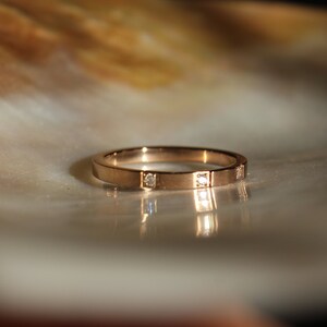 Delicate Rose Gold Dainty Stackable Ring with Crystals