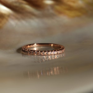 Delicate Gold Stainless Steel Eternity Band with Crystals