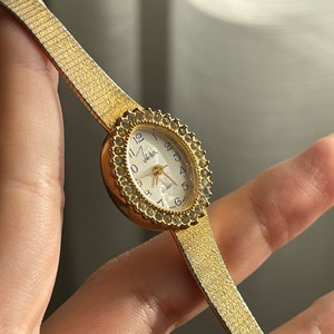 Vintage John Weitz Women's Gold Tone Crystal Analog Watch