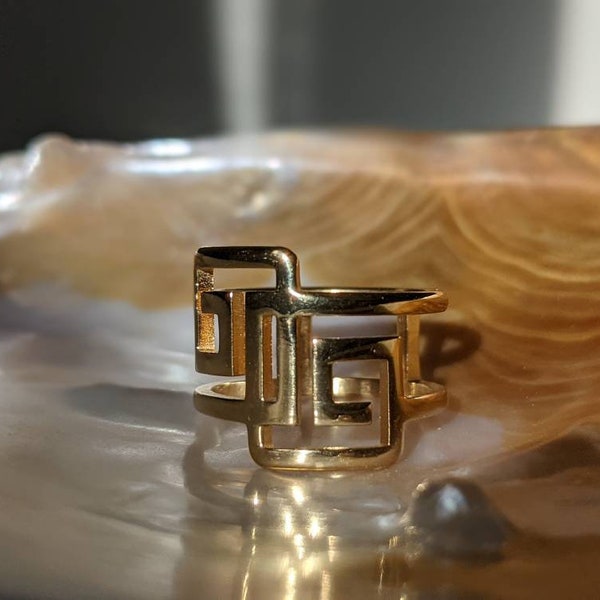 14kt Gold Plated Geometric Statement Ring