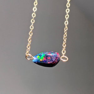 Rare Dainty Natural Black Opal Necklace/Choker