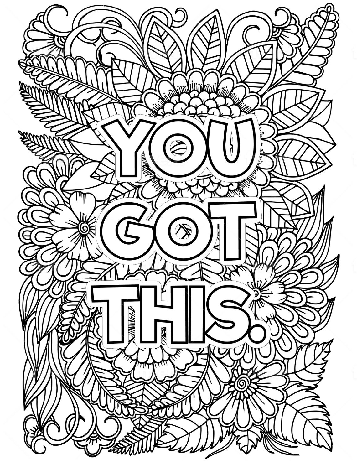 Adult Colouring Pages Positive Words Word Colouring | Etsy