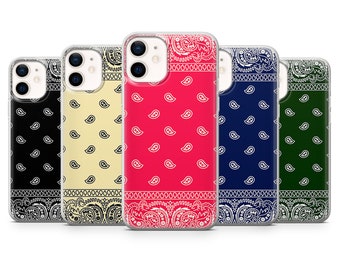 Bandana Blue Red Green Black Phone Case Cover Fit for Galaxy A51, S20, S10+,S10,M51, A12 Iph 5,6,7,8,Xr,11,12 Pro Max, 13, Mate 40