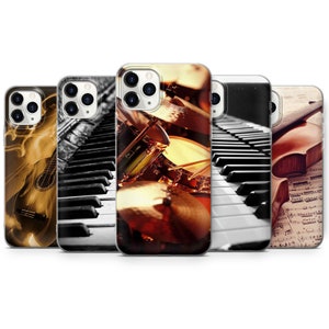 Musical Instruments Piano Violin Guitar Phone case coverFits for Galaxy A51, S20, S10+,S10, Iph 5,6,7,8,11,12 Pro, Mate 40 and other models