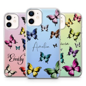 Gepersonaliseerde aangepaste naam vlinder telefoonhoesje Geschikt voor iphone 5,6,7,X,12,13, Samsung S20,21,A51,A12, Huavei