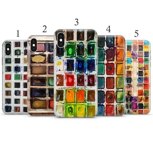 Ensemble de palettes aquarelle, housse de protection pour téléphone artistique Convient pour Galaxy A51, S20, S10+, S10, M51, A12 Iph 5,6,7,8, Xr, 11,12 Pro Max, Mate 40