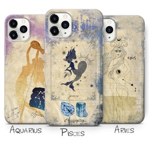 Zodiac Sign Phone Case, Astrology Art, Soft Gel Cover