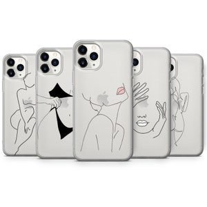 One Line Art Naked Woman drawing line art clear transparent phone case cover for iphone samsung huawei k54