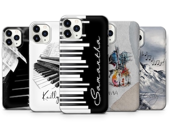 Musical instruments, piano, guitar, violin, sheet music Personalised Your name phone case cover for iPhone, samsung huawei