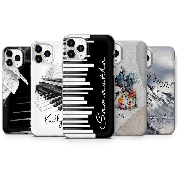 Musical instruments, piano, guitar, violin, sheet music Personalised Your name phone case cover for iPhone, samsung huawei