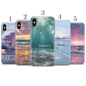 Personalised Your Name Initials ocean water waves sea beach phone case cover for iphone samsung huawei K44