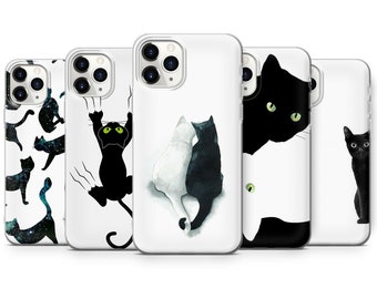 Cat black and white cat phone case cover for iphone, samsung, huawei