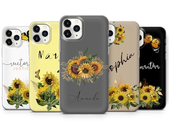 Personalised sunflower phone case cover Fits for Galaxy A51, S20, S10+,S10,M51, A12 Iph 5,6,7,8,Xr,11,12 Pro Max, Mate 40