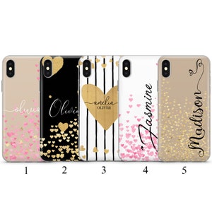 Gepersonaliseerde initialen custom telefoonhoesje harten, liefde Cover voor iPhone Samsung Huawei, gel, plastic G14