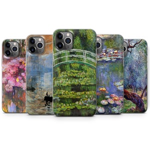 クロード・モネのガーデンアート 携帯電話ケースカバー iPhone X、11、12 7、SE2020 Samsung S10、S20、A51 Huawei P30用