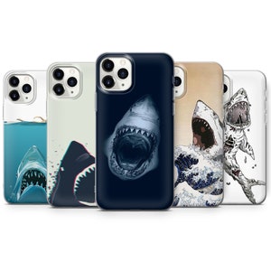 Funda para teléfono con diseño de tiburones, olas del océano y arte oceánico para iPhone, Samsung y Huawei.