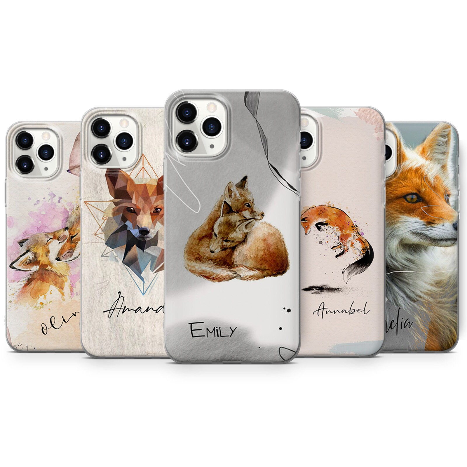 Personalised Your Name Red Fox Phone case cover for iphone, Samsung, Huawei