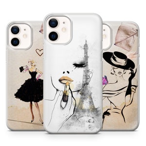 ファッションスタイルの美しい女性の携帯電話ケースカバー、iPhone 7、8+、XS、XR、11、12、Samsung S20 Lite、A40、A50、A51、Huawei P20、P30 Pro用