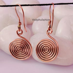 Large Copper Hoop Earrings  | Coil Dangle Earrings | Copper Earrings | Girlfriend Gift | Small Copper Hoop Earrings CHRISTMAS GIFT