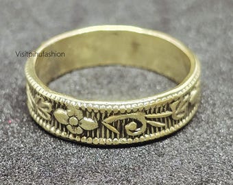 Handmade Brass Flower Ring: Bohemian Stacking Ring