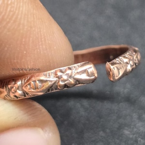 Anillo artesanal hecho a mano, anillo curativo ajustable hecho a mano, anillo de banda para aliviar la artritis, regalo de cobre puro para el séptimo aniversario.