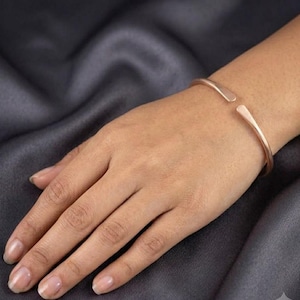 Brazalete de cobre puro, joyería hecha a mano, pulsera minimalista apilable