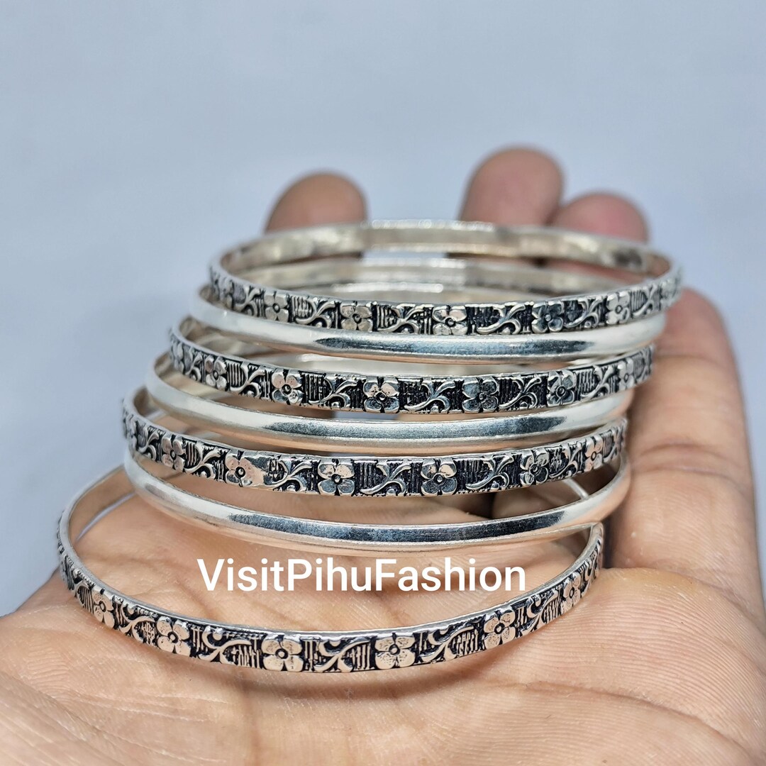 【CTHY】LAYERD DELTA BANGLE silver925 Sterling Silver Bangle Set of 7: Handmade Designer Bangles - Etsy