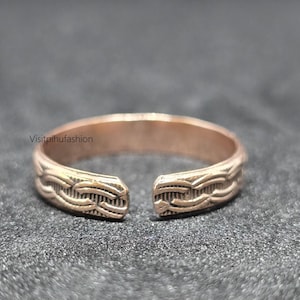 Solid copper desing ring, Copper Adjustable ring, handmade Copper birtgday Gift for her, wedding gift, Boho Copper Arthrits relief ring,