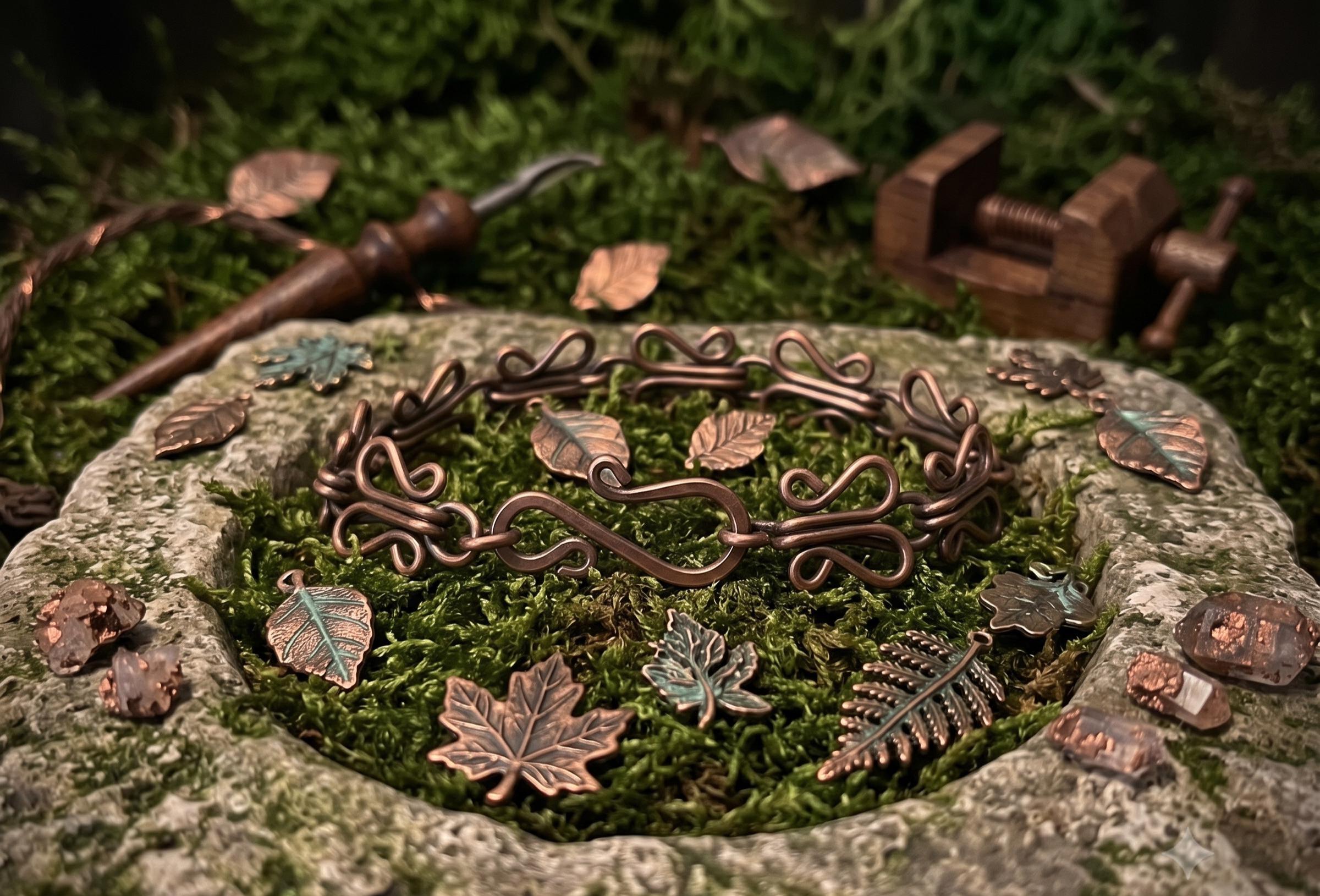 Handcrafted Pure Copper Filigree Anklet Vintage Celtic Style Ankle Bracelet Boho Foot Jewelry, Earthy Healing & Grounding Gift for Her
