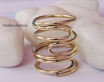 Adjustable Solid Brass Ring: Handmade Fidget Stacking Ring