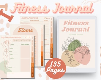 Digitales Fitness Journal, GoodNotes, Notablity, Health Journal, Gewichtsverlust tracker, Workout Tracker, Workout Journal, iPad, Retro