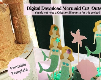 Meerjungfrau Papier Handwerk digitaler Download druckbare und cricut kompatible Dateien und nicht-cricut Dateien