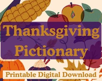 Thanksgiving Pictionary druckbares digitales Download-Urlaubs-Familienspiel