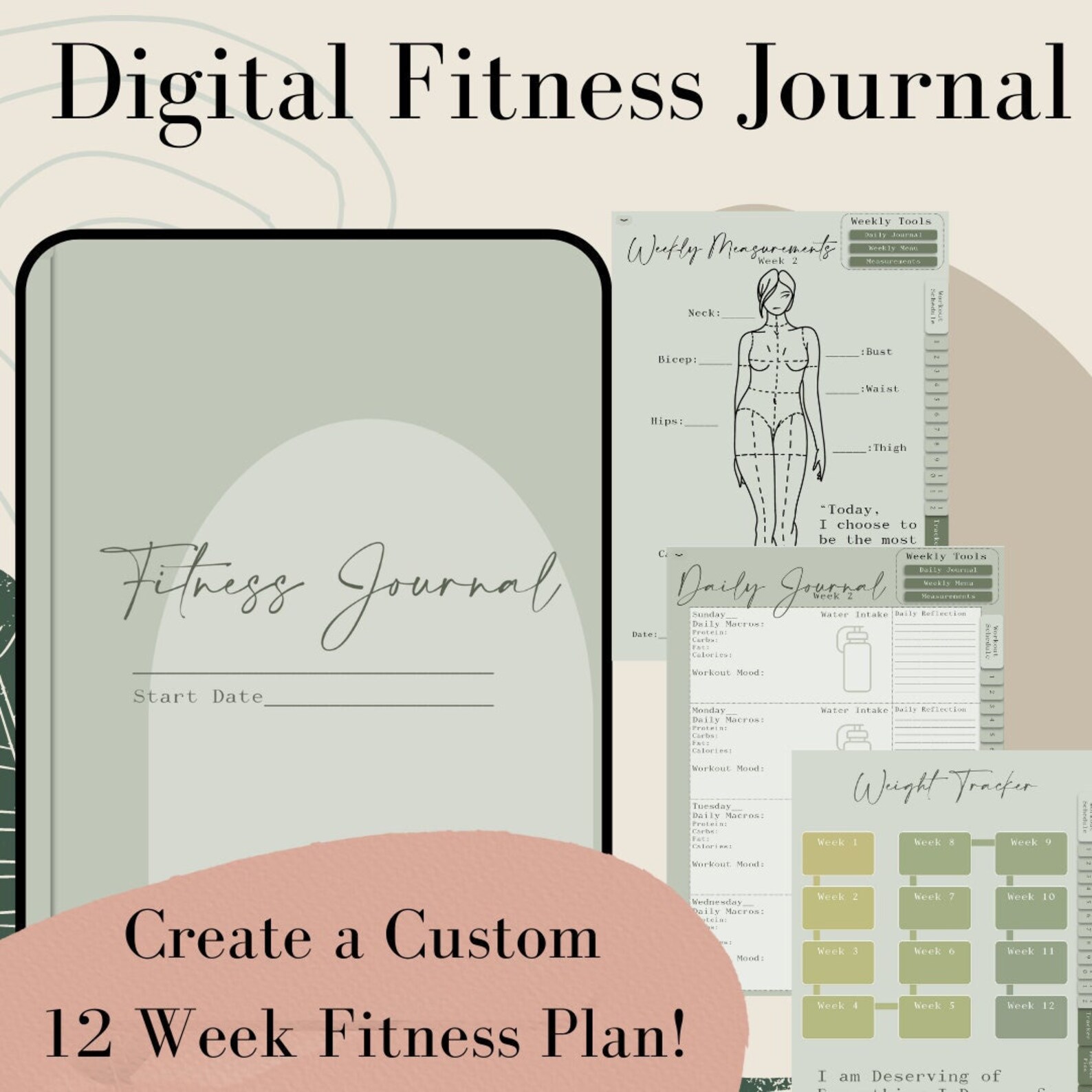 Digital Fitness Journal, Goodnotes, Notablity, Health Journal, Weight Loss Tracker, Workout ...