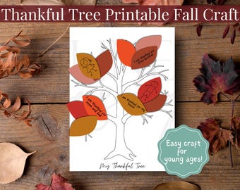 Erntedank Erntedank Baum Printable für Kinder | DIY Dankbarkeit Aktivität | Herbst Familie Handwerk | Sofort Download