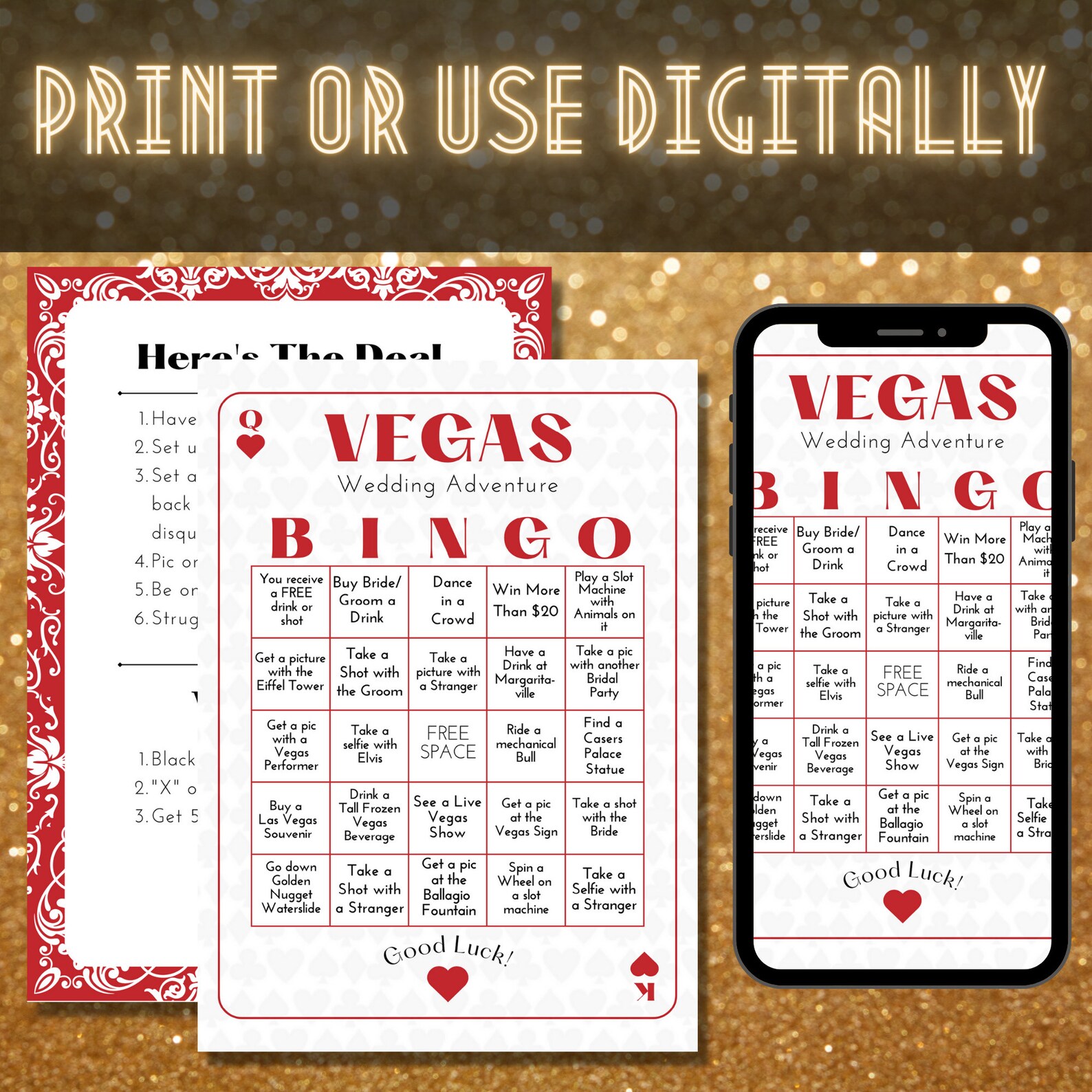 Las Vegas BINGO Scavenger Hunt Instant Digital Download Bachelorette ...