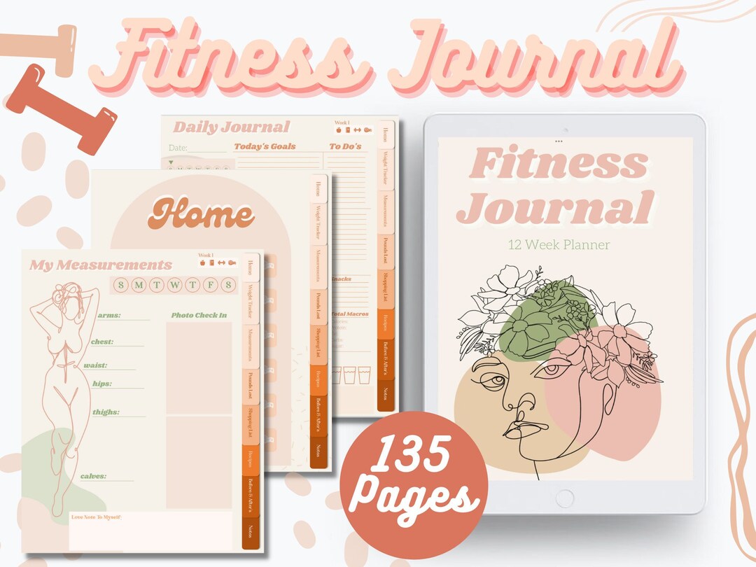 Digital Fitness Journal, Goodnotes, Notablity, Health Journal, Weight Loss Tracker, Workout