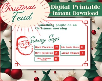 Weihnachten Feud Familie Sofortiger Download Druckbare Familienspiele Digitaler Download Urlaubsspiele Weihnachtsfeier Spiele