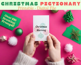 Weihnachten Pictionary druckbares digitales Download Urlaub Familienspiel