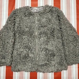 japanese brand faux shearling sherpa sweater sweatshirt S size zipper sweater Streetwear fashion / Full Length / Vintage fur Jacket