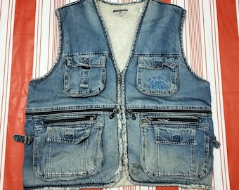 ジャケット・アウター ameri VINTAGE VEST LAYERED DENIM JACKET Ameri（アメリ）の「MOUTON LAYERED DENIM JACKET（デニム
