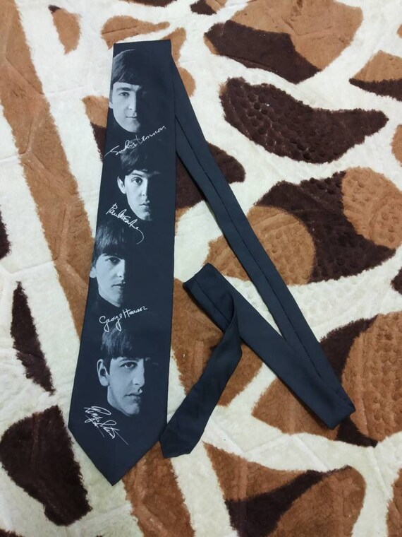 Vintage Beatles Tie, Beatles Necktie, Black Neckti