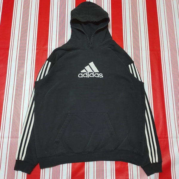 Vintage Adidas Big logo embroidery Pullover Jumper hoodie sweatshirt Fit XL size