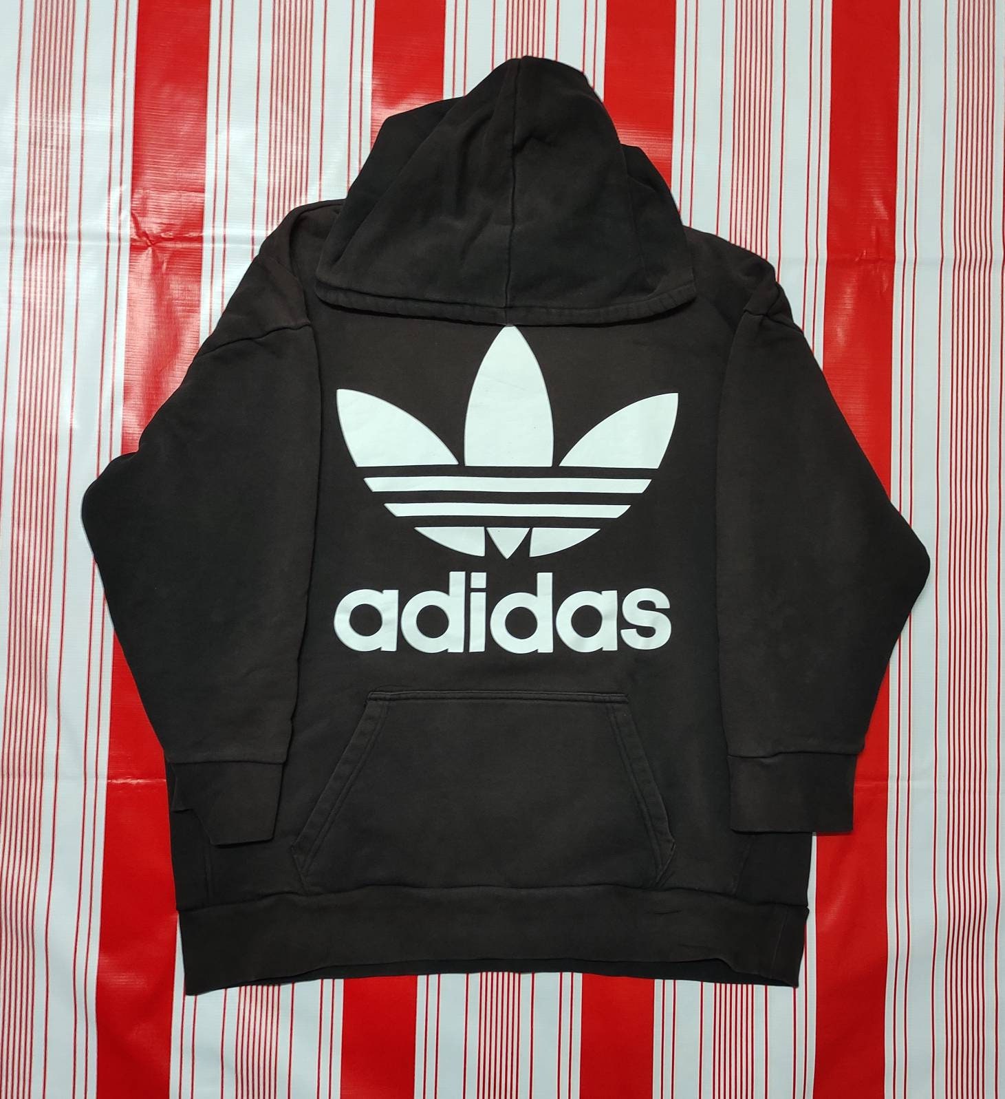 Felpa con cappuccio vintage adidas con grande logo Etsy Italia