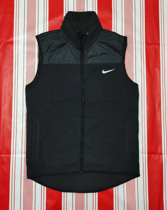 Vintage Nike Vest Swoosh Logo Zipper Vest Sweater Nike Black Vest Sweater Zipper Jacket Fit S