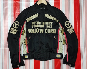 Vintage Yellow Corn Racing Jacket Motorsport Equipment Big Logo